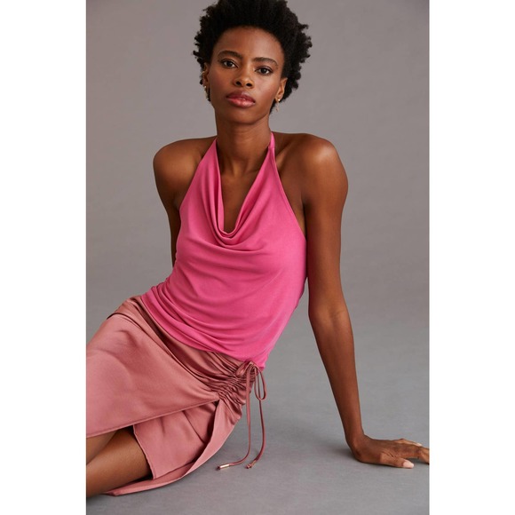 Anthropologie Tops - Anthropologie Cowl Neck Pink Halter - New - Medium